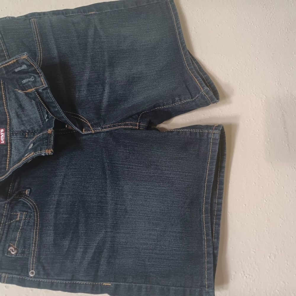 Blue Skorts with Denim Look and Classic Stitching